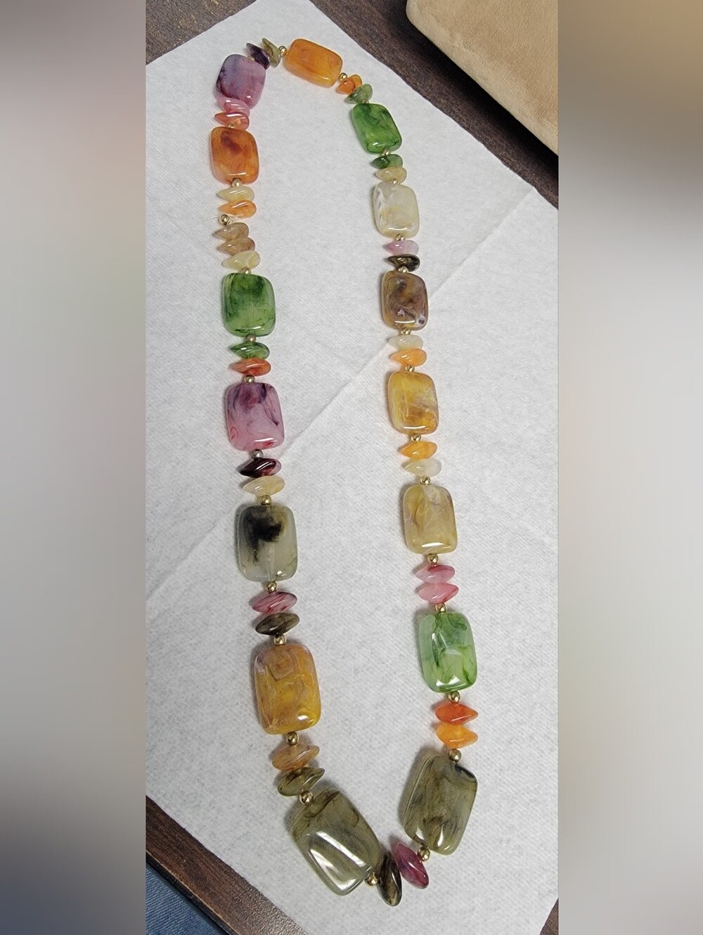 Multi-Color Resin Bead Necklace - Picture 3 of 3